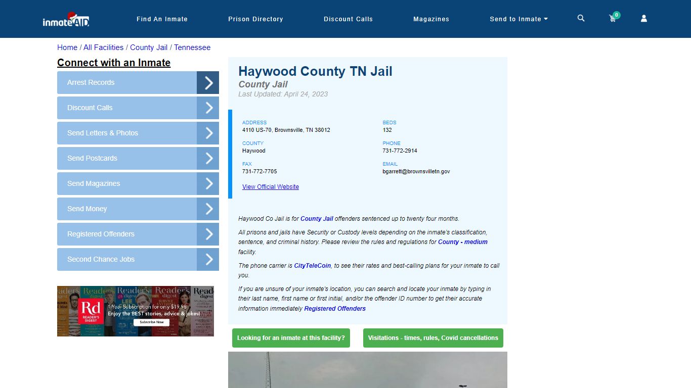 Haywood County TN Jail - Inmate Locator - Brownsville, TN